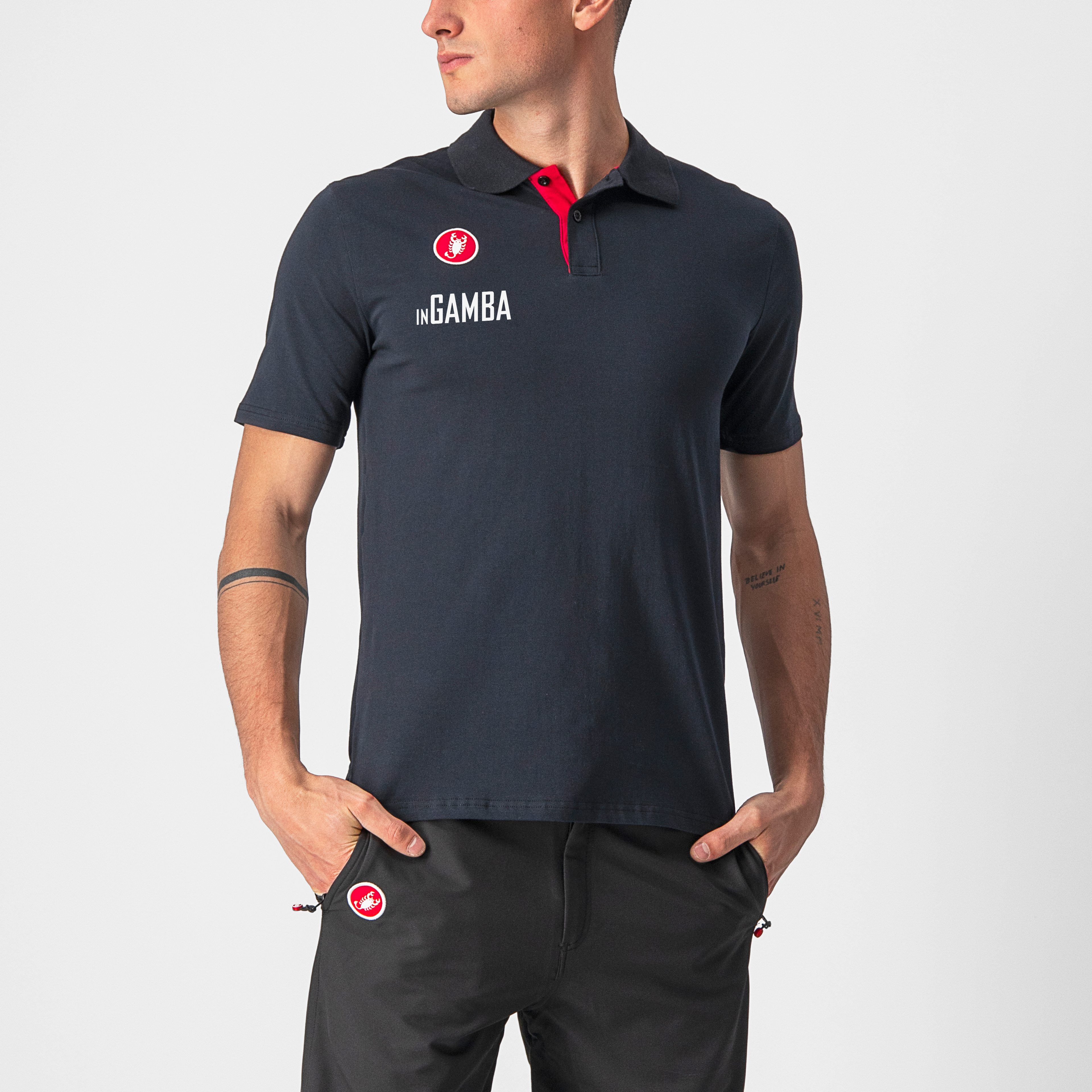 inGamba Race Day Polo Black Casual Clothing Castelli 