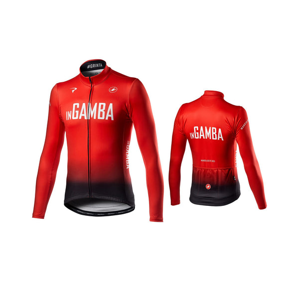inGamba Men's Thermal Long Sleeve Red&Black Jersey Cycling Clothing Castelli 